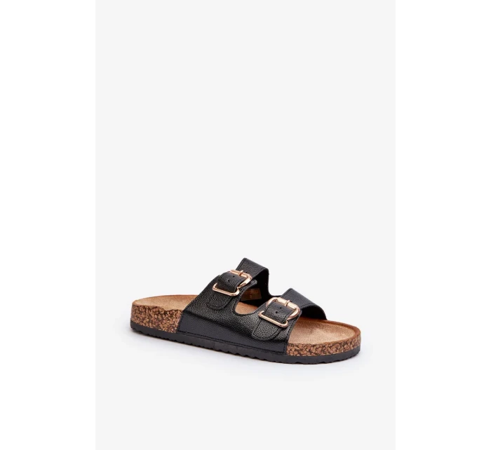 Černé dámské pantofle Fronila s přezkami Černé dámské pantofle Fronila s přezkami