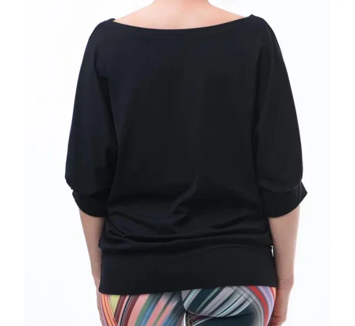 Dámské černé triko s 3/4 netopýřím rukávem A6101 -  Litex