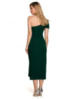 Dámské šaty model 19672755 na jedno rameno lahvově zelené - Makover