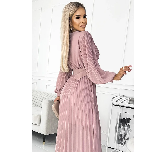 Plisované šaty 414-2 KLARA starorůžové - Numoco