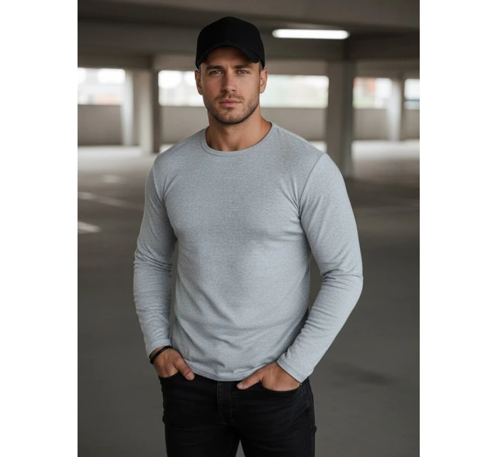 Pánské šedé tričko s dlouhým rukávem model 21994116 - Dstreet Pánské šedé tričko s dlouhým rukávem model 21994116 - Dstreet