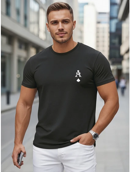 Tshirt męski bawełniany z nadrukiem AS czarny model 22305587 - FashionStreet Tshirt męski bawełniany z nadrukiem AS czarny model 22305587 - FashionStreet
