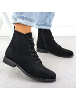 Dámské černé semišové prolamované kozačky model 21905582 - S.Barski Dámské černé semišové prolamované kozačky model 21905582 - S.Barski