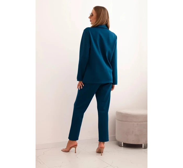 Dámská souprava s viskózou a ozdobami a elastickými kalhotami mořská Dámská souprava s viskózou a ozdobami a elastickými kalhotami mořská