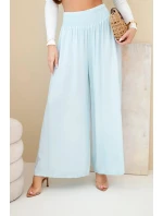 Dámské viskózové kalhoty s elastickým pasem modré