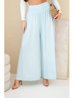 Dámské viskózové kalhoty s elastickým pasem modré