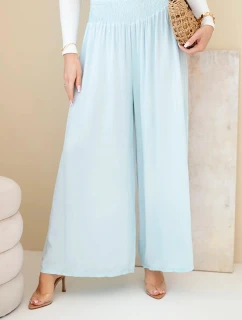 Dámské viskózové kalhoty s elastickým pasem modré