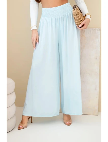 Dámské viskózové kalhoty s elastickým pasem modré