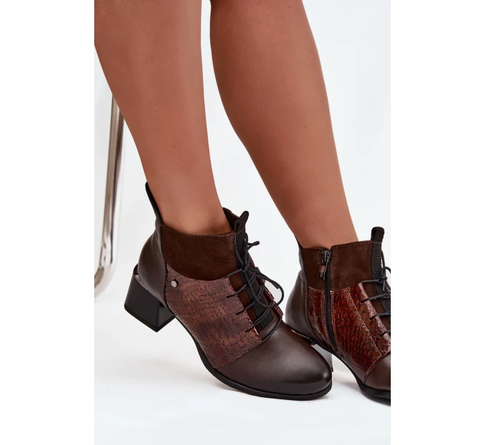 model 21712117 kožené kotníčkové boty na podpatku vyhřívané čokoládové - Zazoo model 21712117 kožené kotníčkové boty na podpatku vyhřívané čokoládové - Zazoo