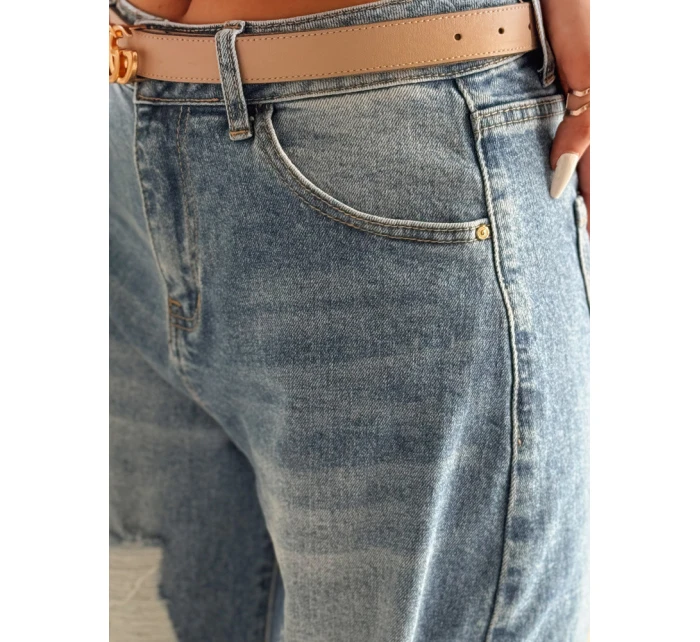 Dámské džínové kalhoty s dírami DEMARIP modré FashionStreet UY2486