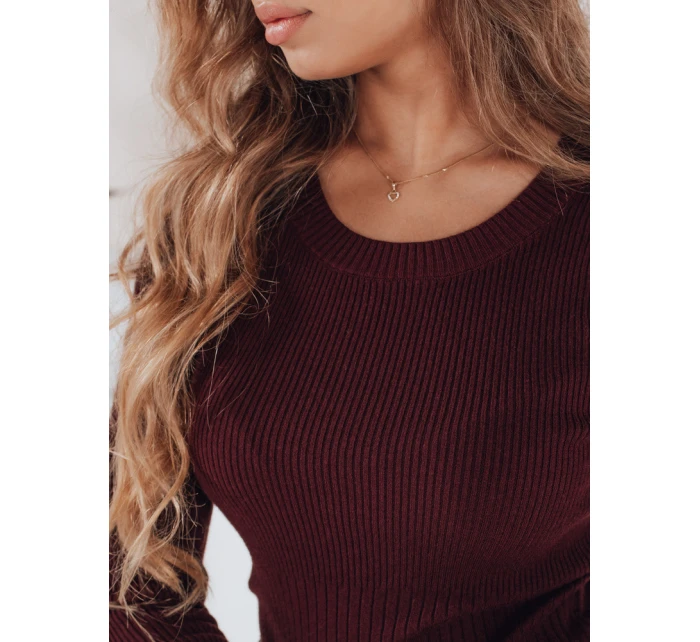 Dámský žebrovaný svetr NOLVIE vínová FashionStreet MY2493 Dámský žebrovaný svetr NOLVIE vínová FashionStreet MY2493