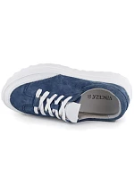 Dámské kožené boty na platformě modré Vince dámské