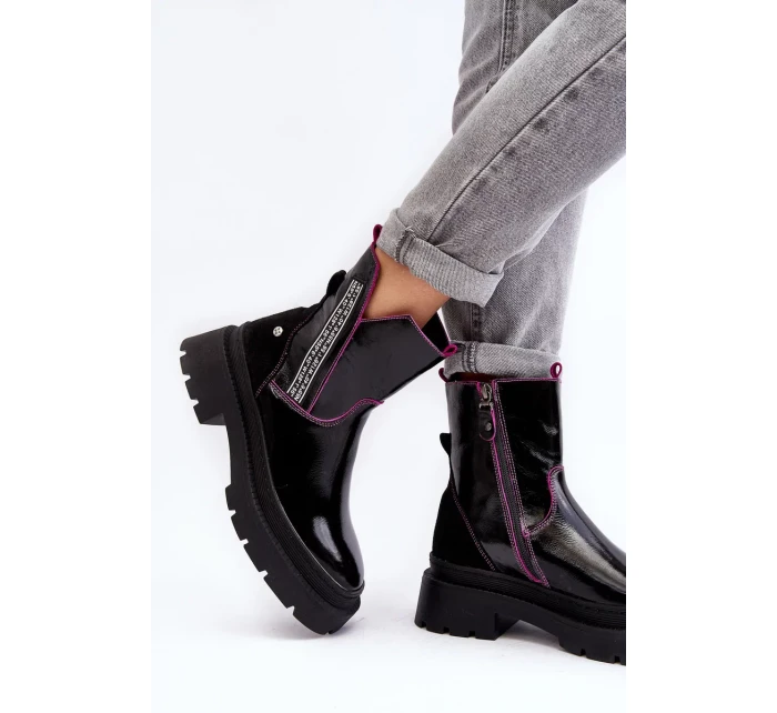 Kožené Dámské Kozačky Maciejka 06236-15 Černá