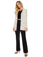 Flitrové sako bez knoflíků  M724  šampaň - Moe