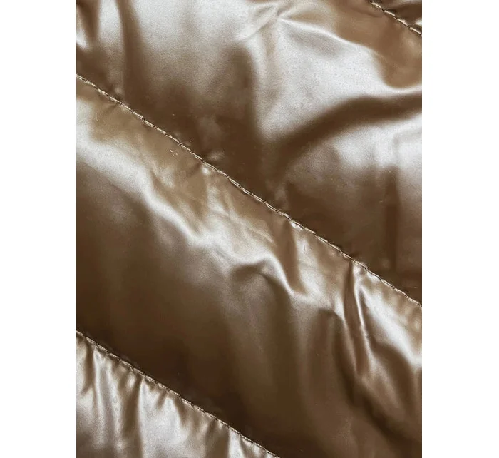 Béžová dámská prošívaná bunda s kapucí (16M9105-84) Béžová dámská prošívaná bunda s kapucí (16M9105-84)