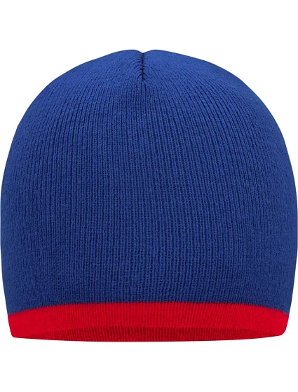 Daiber MB 7584 Pletená čepice s kontrastním lemem 03.7584 royal/red Daiber MB 7584 Pletená čepice s kontrastním lemem 03.7584 royal/red