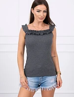 Třpytivá halenka s volánky grafitová