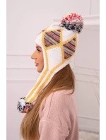 Dámská klapka na uši Eunika K322 bílá+žlutá Dámská klapka na uši Eunika K322 bílá+žlutá