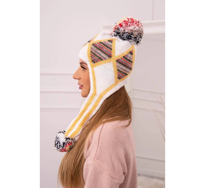 Dámská klapka na uši Eunika K322 bílá+žlutá Dámská klapka na uši Eunika K322 bílá+žlutá