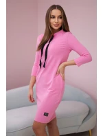Šaty s vázaným výstřihem růžový Šaty s vázaným výstřihem růžový