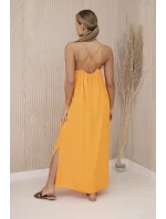Dlouhé šaty bez ramínek pomeranč