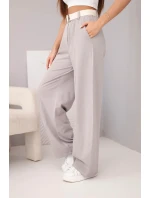 Dámské bavlněné kalhoty se širokými nohavicemi a páskem fango Dámské bavlněné kalhoty se širokými nohavicemi a páskem fango