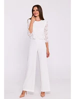 S381 Kombinéza s krajkovými detaily - ecru barva