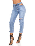 Sexy džíny Mom Fit s vysokým pasem a výřezy
