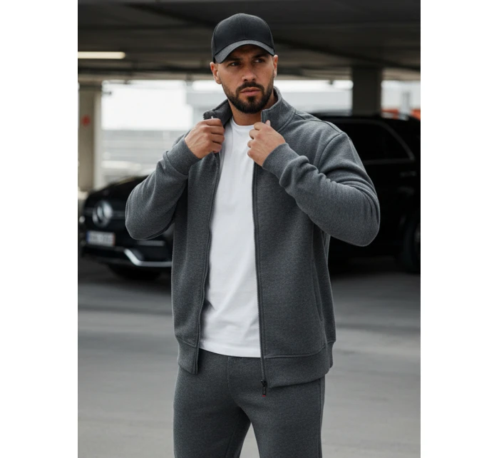 Pánská mikina na zip s kapucí antracitová model 21962253 - Dstreet