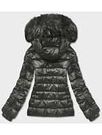 Dámská krátká zimní bunda khaki (YP-20129-6)