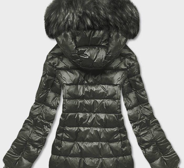 Krátká dámská zimní bunda v khaki barvě (YP-20129-6)