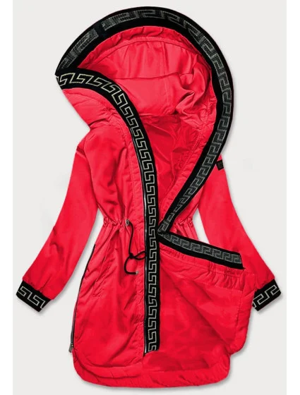 Tenká červená dámská bunda s ozdobnou lemovkou model 18195495 - S'WEST Tenká červená dámská bunda s ozdobnou lemovkou model 18195495 - S'WEST