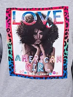 American Girl grafická halenka šedá S/M - L/XL