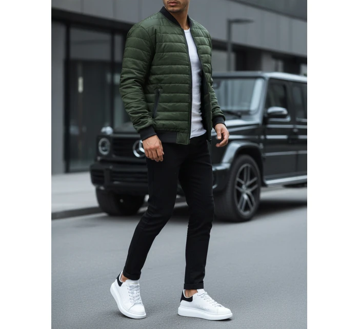 Pánská prošívaná bunda bomber zelená TX2211A Pánská prošívaná bunda bomber zelená TX2211A