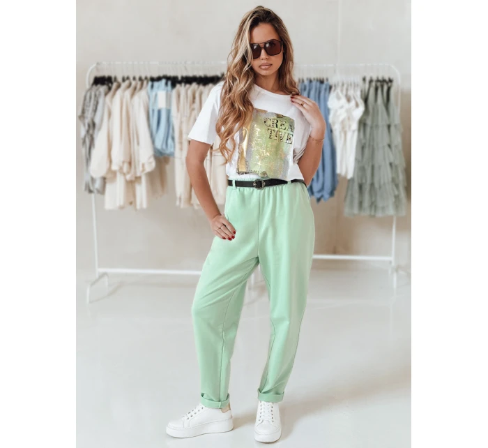 Dámské kalhoty chinos s páskem TAILANDI mint FashionStreet UY2552