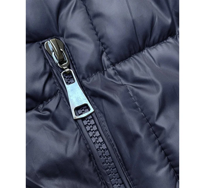 Tmavě modrá dlouhá dámská zimní bunda model 21245936 - W COLLECTION