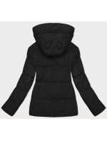 Černo-světle béžová oboustranná dámská krátká bunda s kapucí (16M2155-62)