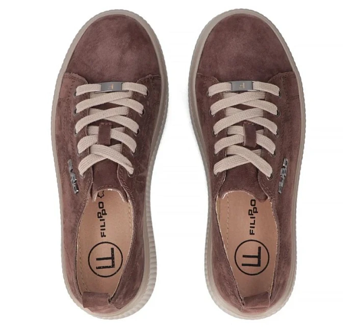 Kožené polobotky na platformě bílé model 22078985 - FILIPPO Kožené polobotky na platformě bílé model 22078985 - FILIPPO