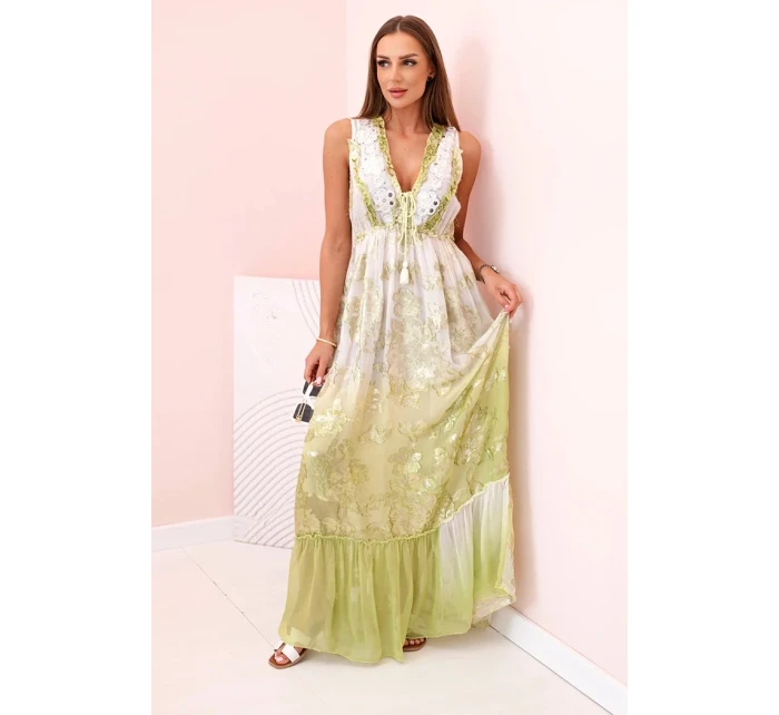 Dámské viskózové šaty s výšivkou oliva Dámské viskózové šaty s výšivkou oliva