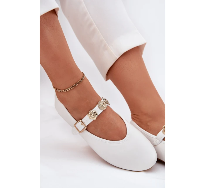 Dámské Baletky S Páskem A Zlatými Bílé model 21699403 - Boto