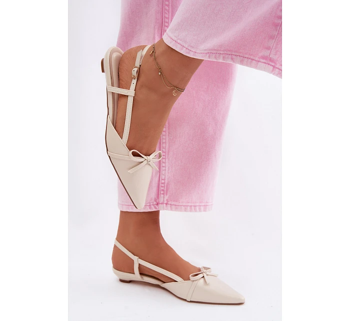 Dámské sandály z imitace kůže na nízkém podpatku světle béžové Jelmera