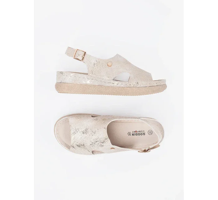 Výborné dámské  sandály Taupe na plochém podpatku