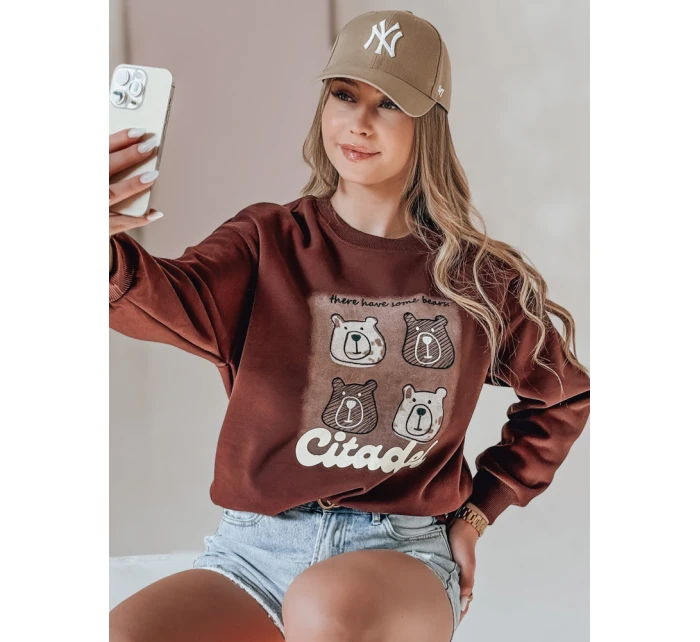 Dámská oversize mikina s vínová model 21988107 - Dstreet Dámská oversize mikina s vínová model 21988107 - Dstreet