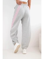Dámské máslové kalhoty z viskózy s lampasem šedé