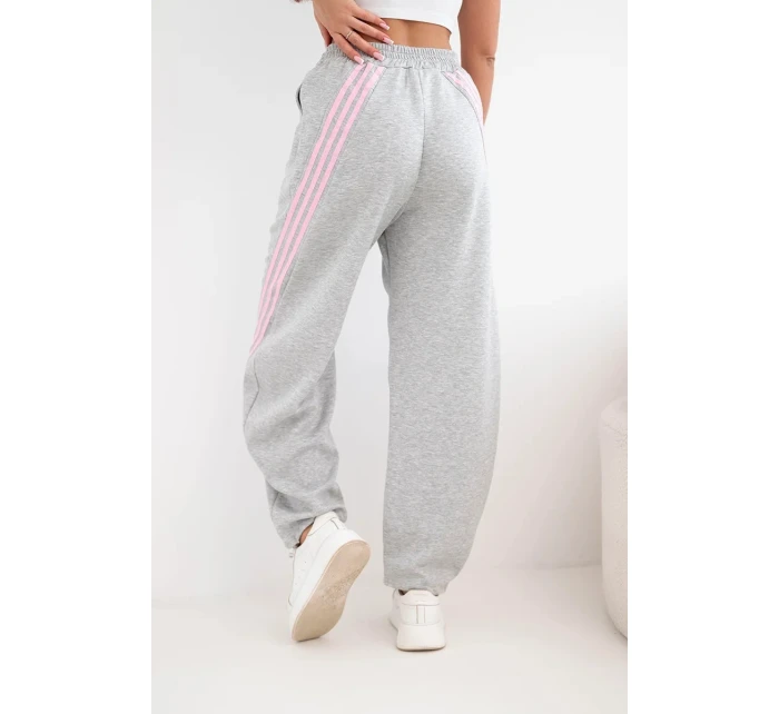 Dámské máslové kalhoty z viskózy s lampasem šedé
