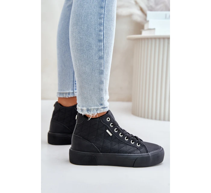 Zateplené Dámské Tenisky S Prošitím Big Star OO274A480 Černé Zateplené Dámské Tenisky S Prošitím Big Star OO274A480 Černé