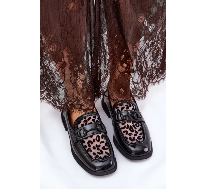 Kožené Lakované Mokasíny S Mřížkou Černé Vinceza 31931