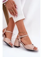 Dámské Sandály Na Podpatku model 21695078 Béžové - VINCEZA