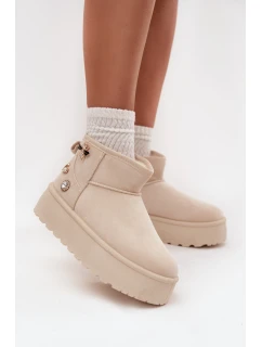 Dámské sněhule na platformě s přezkami světle béžové model 21714207 - Boto