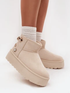 Dámské sněhule na platformě s přezkami světle béžové model 21714207 - Boto